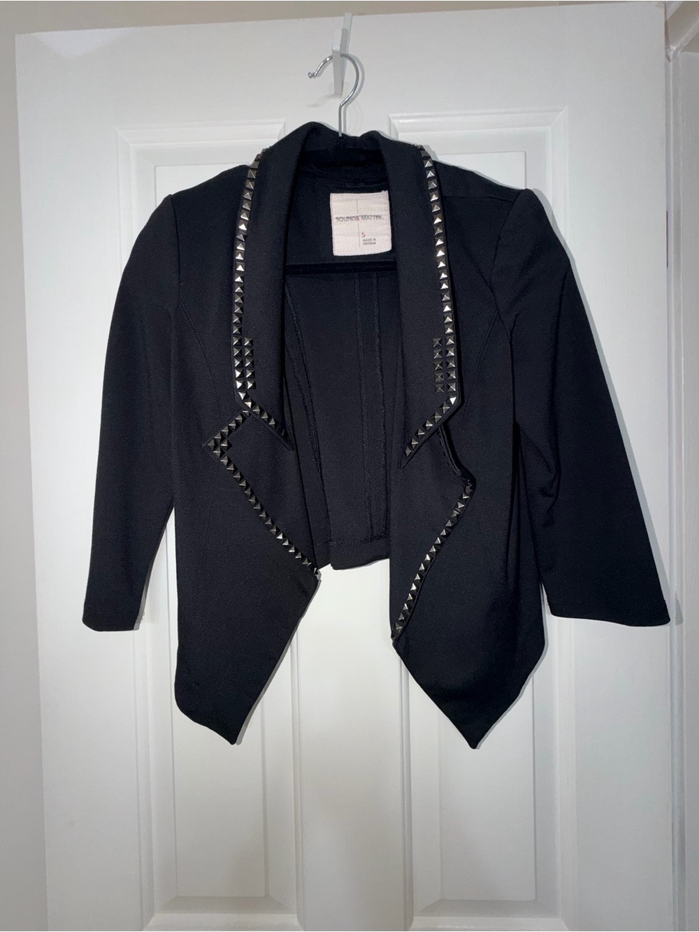 Sound & Matter Black Stud-Trim Open Front Blazer